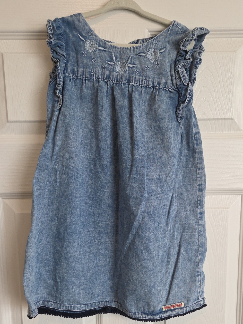 Hudson Jeans Light Blue Denim Skirt Dress with Embroidered Yoke